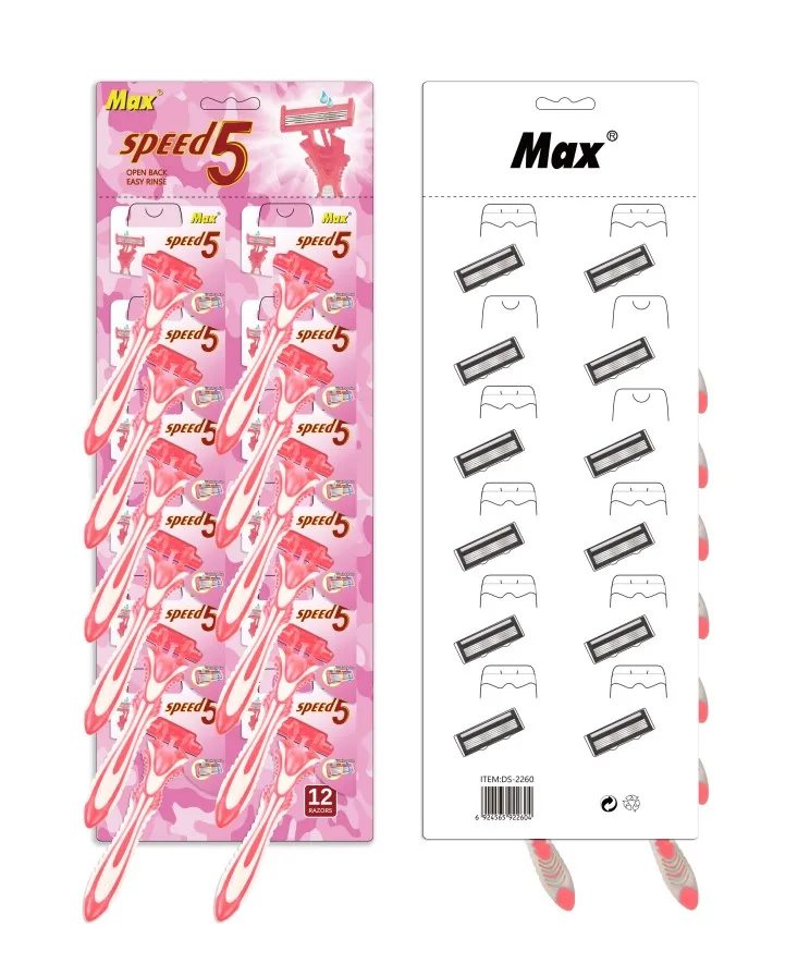 Customize Color 5 Blade Rubber Handle Disposable Razor For Women