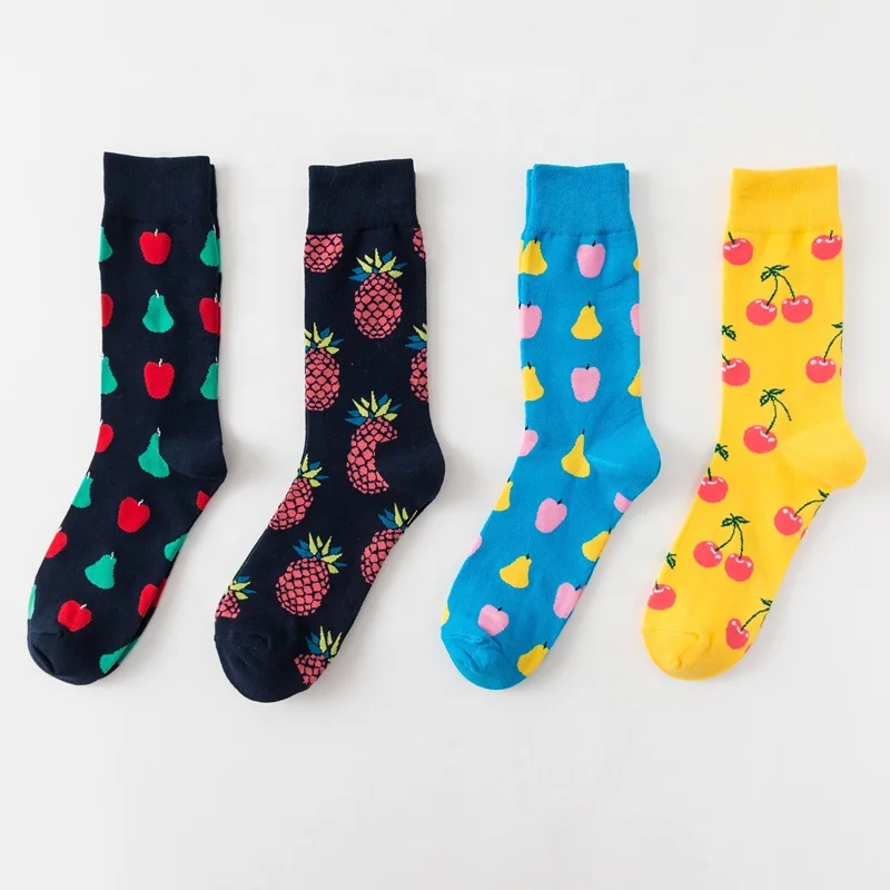 Wholesale custom logo compressed stockings comfortable cotton soft dress fruit sport socks