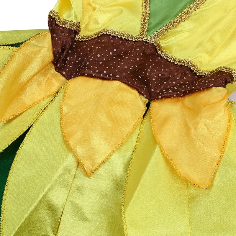 Sun Flower Cosplay Dress For Kid Girl Halloween Carnival Costume School Performance Party Fancy Show Summer Slip Dress