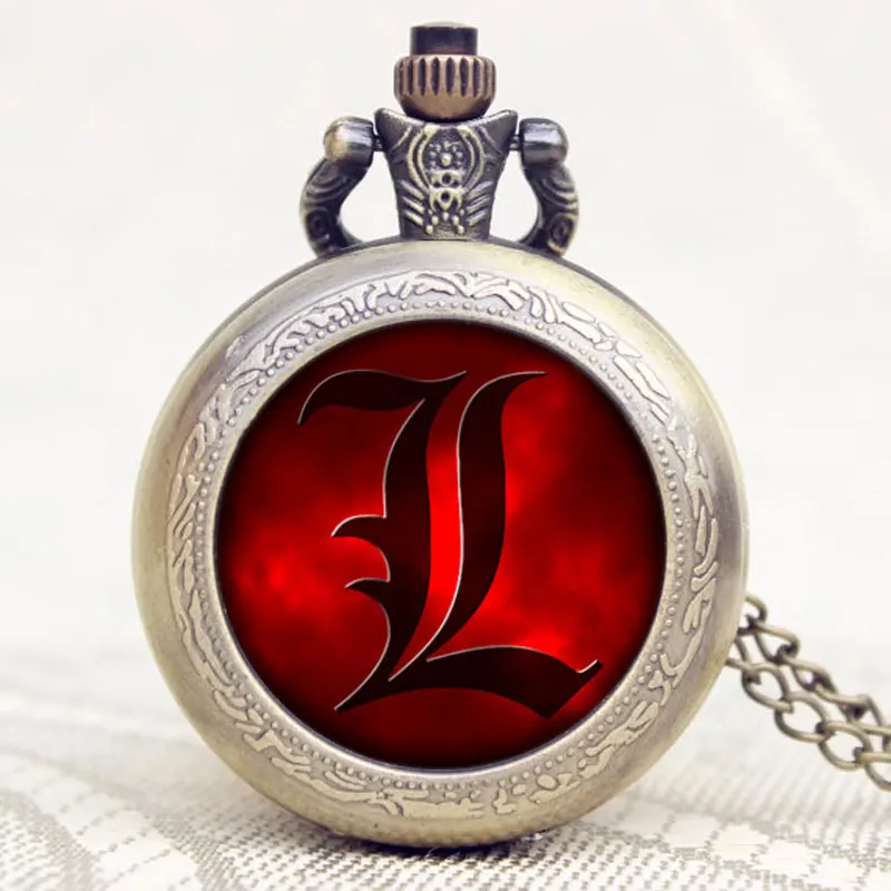 Vintage Gift Necklace Pendant Steampunk Death Note Symbol Anime Quartz Pocket Watch Clock For Cosplay