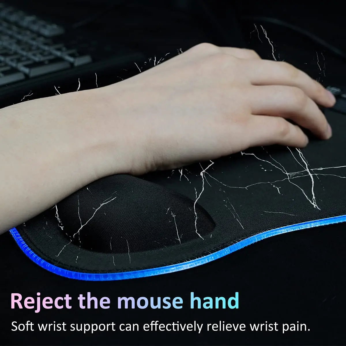  Non-Slip Rubber Base Ergonomic Mousepad with Memory Foam Wrist Rest Luminous LED Light RGB Mouse Pad