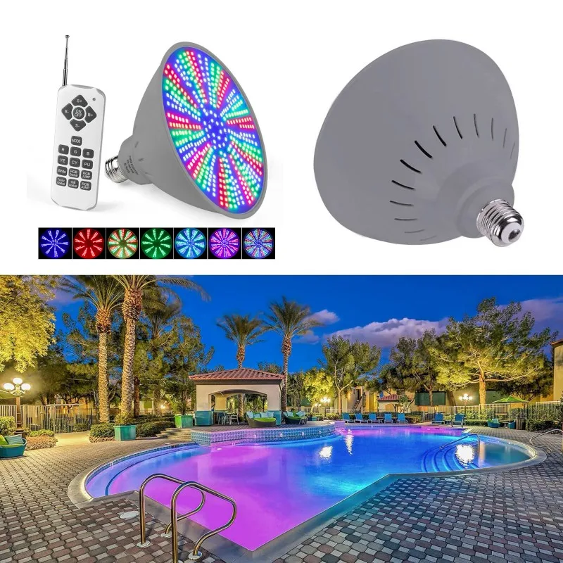 12V 120V Par56 LED Color Changing Swimming Pool E26 RGB Multi Color Water Pond Pool Bulb Light with Remote Control