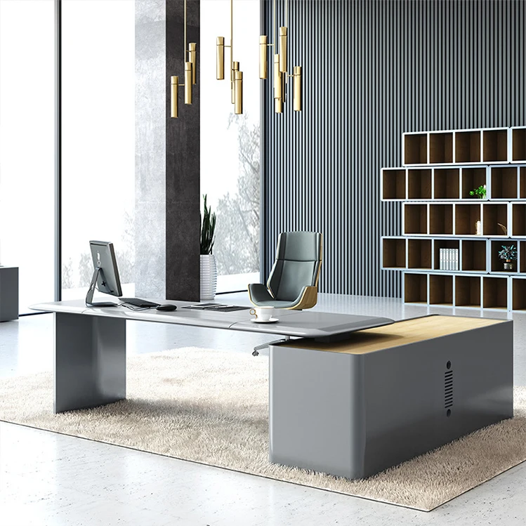 Zero moq ddp one piece customized google luxury wooden new design office desk big boss office table