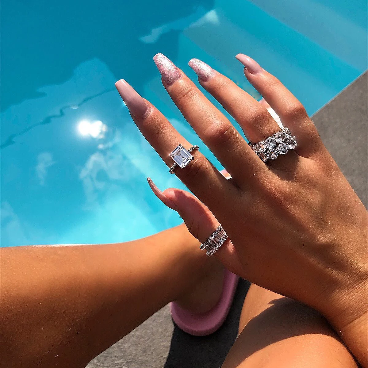 fashion women jewelry wedding engagement Big diamond ring