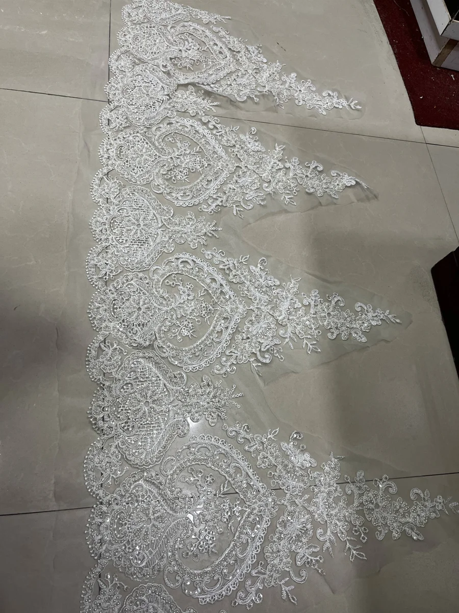Необычная Свадебная кружевная отделка из бисера/ручная вышивка бусинами и блестками свадебная для платьев