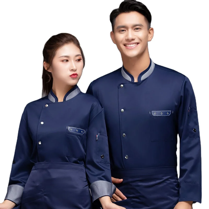 
Unisex Restaurant Kitchen Chef Uniform Shirt Breathable Long Sleeve chef coat Works Clothes 