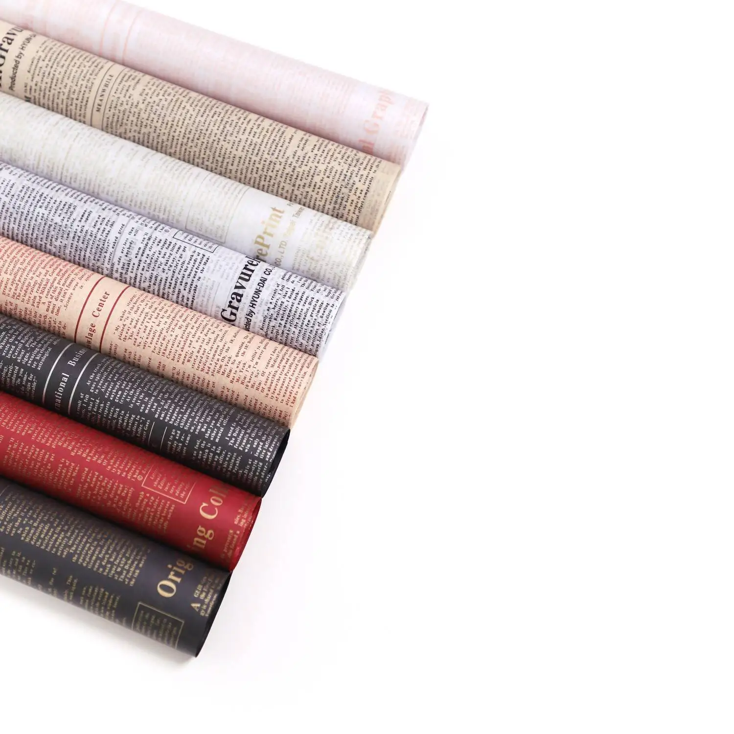 Classical 19GSM English Newspaper Printed Tissue Wrap Paper for Flower Bouquet Gift Wrapping