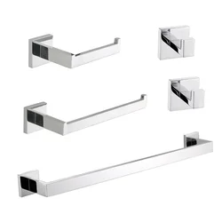 Brushed Gold 5 PCS Paper Holder Towel Bar Robe Hook Stainless Steel Black Bathroom Accessories Set