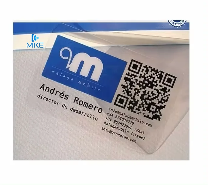 Tailor made Hot sale cheap custom plastic clear transparent print business pvc cards