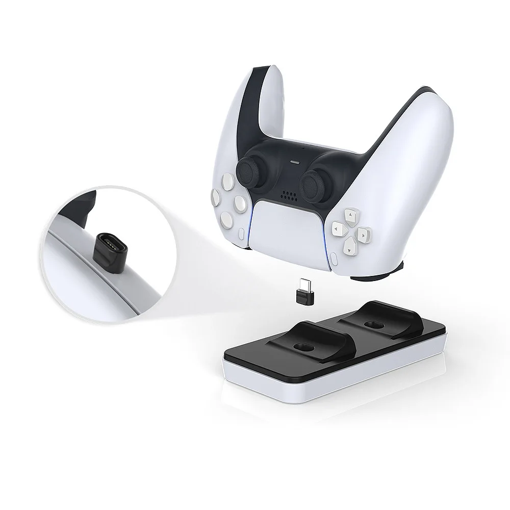 Зарядное устройство для геймпада PS5, зарядная док-станция с двумя портами типа C, игровой контроллер, джойстик, зарядное устройство, базовый источник питания для Playstation Sony PS5