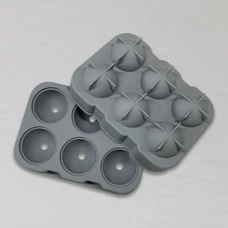 Hot-selling whiskey cocktail ice ball mold without BPA 6 cavity reusable ice cube with lid silicone ice cube tray