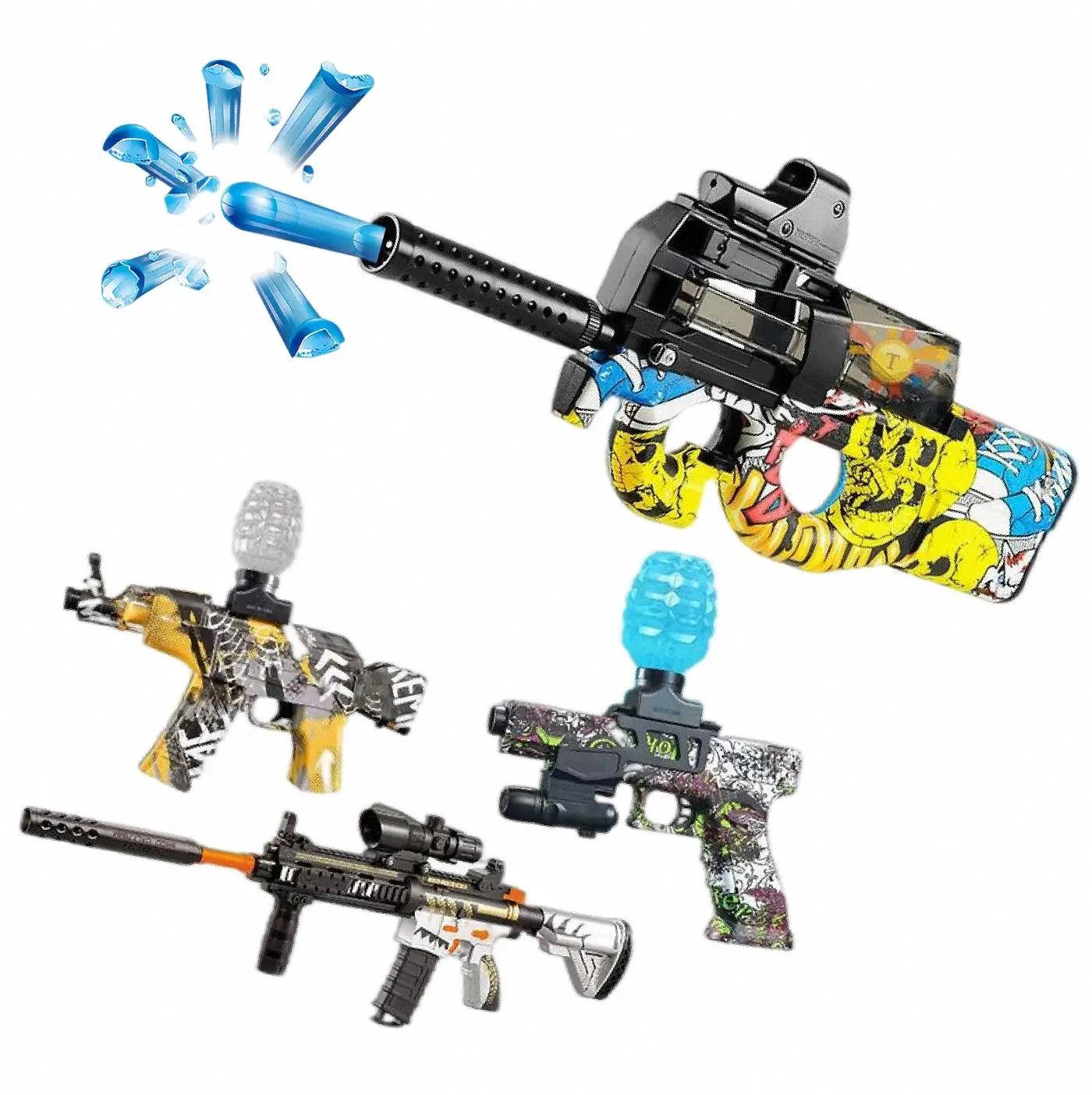 Plastic Toy Gun M416 P90 AK47 AK 47 Splat Splatter Ball Gun Blaster Toy Splatrball Splatbal Water Ball Orbeezs Gun Orby