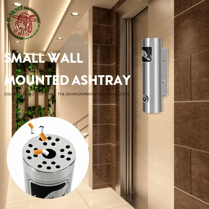 Outdoor Stainless steel ashtray bin Wall Mounted Cigarette Butt Receptacle Ashtray