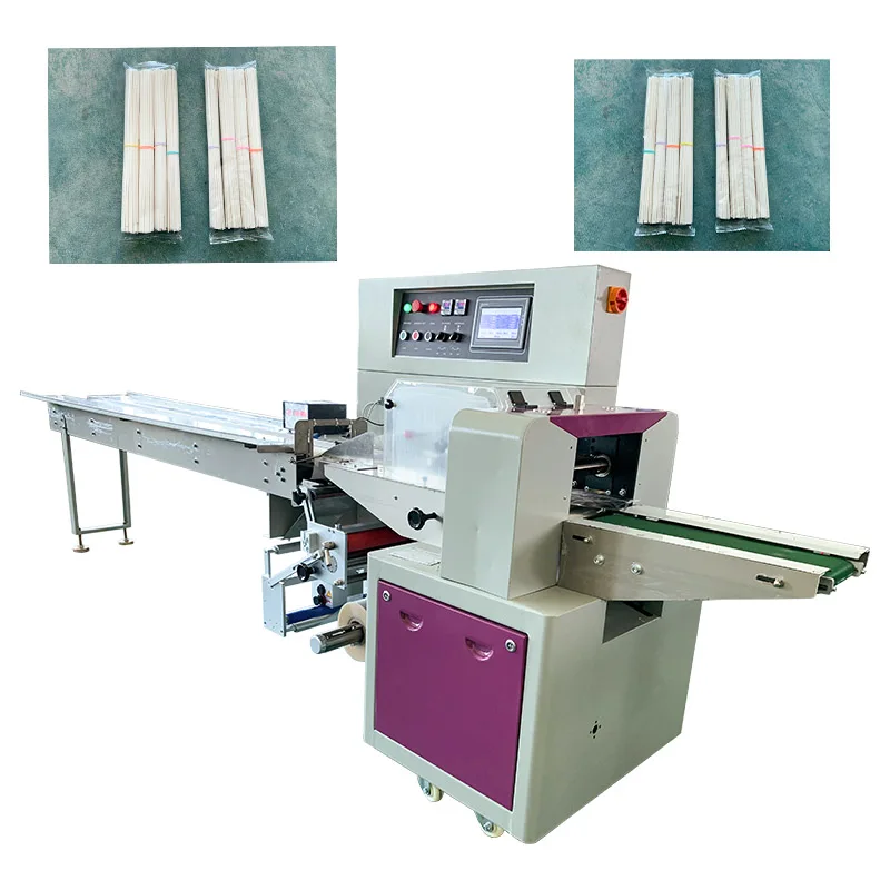 Semi automatic Kid Toys Bread Donuts Pillow Flow Pack Roll Horizontal Wrapping Packing Machine
