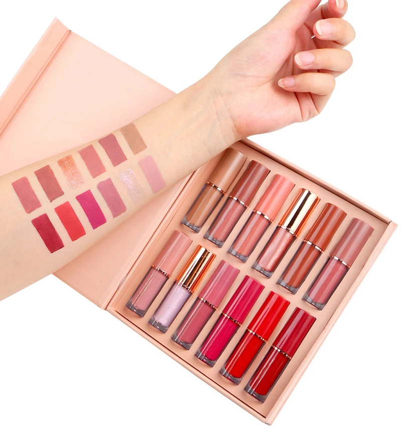 12Pcs Lips Makeup Matte Liquid Lipstick Set Moisturizing Waterproof Lasting Matte Mini Lip Gloss Set