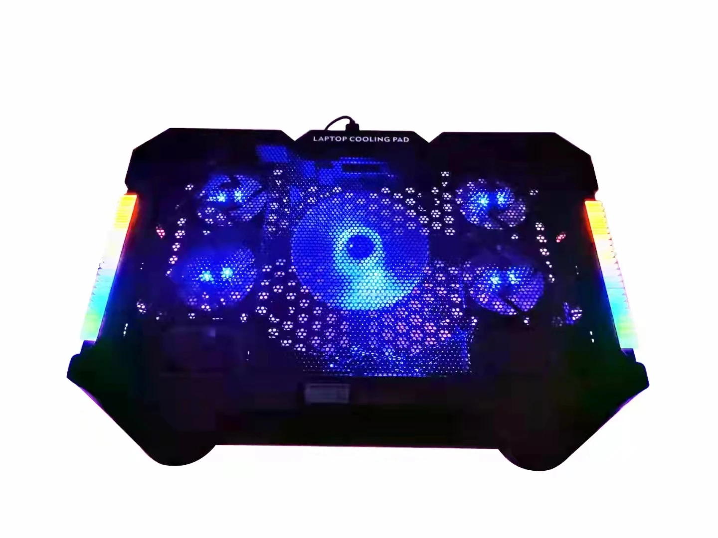 Adjustable RGB Laptop Cooling Pad with 5 Quiet Fans and Touch Control Metal Panel Portable Laptop Cooler With Phone Stand