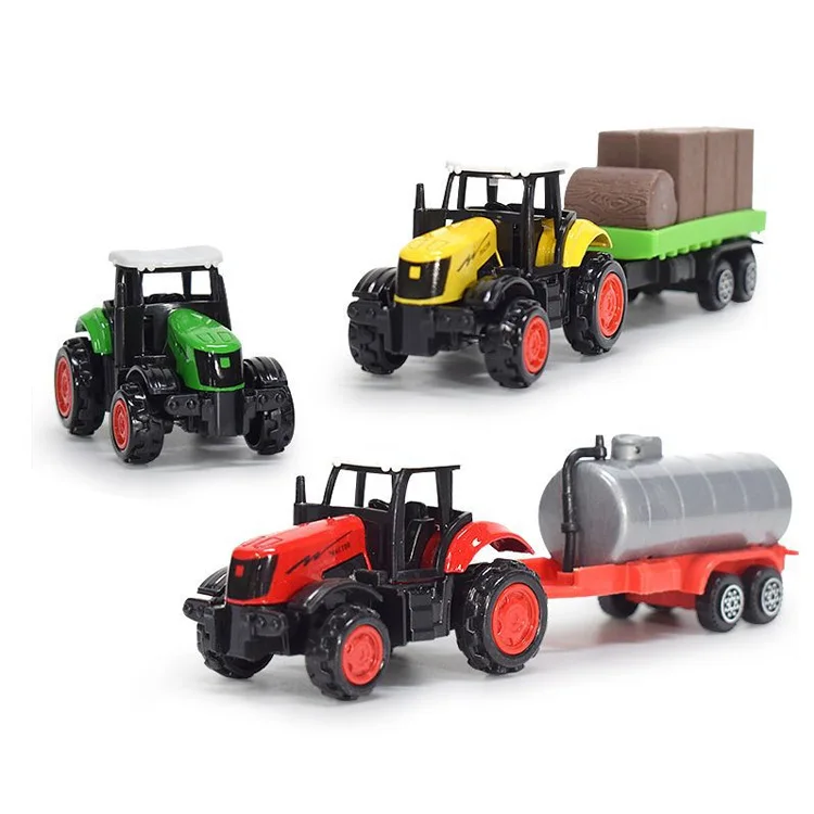 3pcs Simulation Alloy Friction Car Electric Utility Vehicle Farm Tractor Toy Model Metal Die Cast For Kids