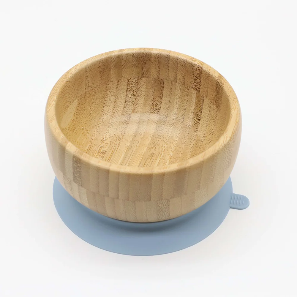 Hot Sell Bamboo Silicone Baby Feeding Set Plate Bowl Spoon Fork Sippy Cup Tableware Baby Dining Set