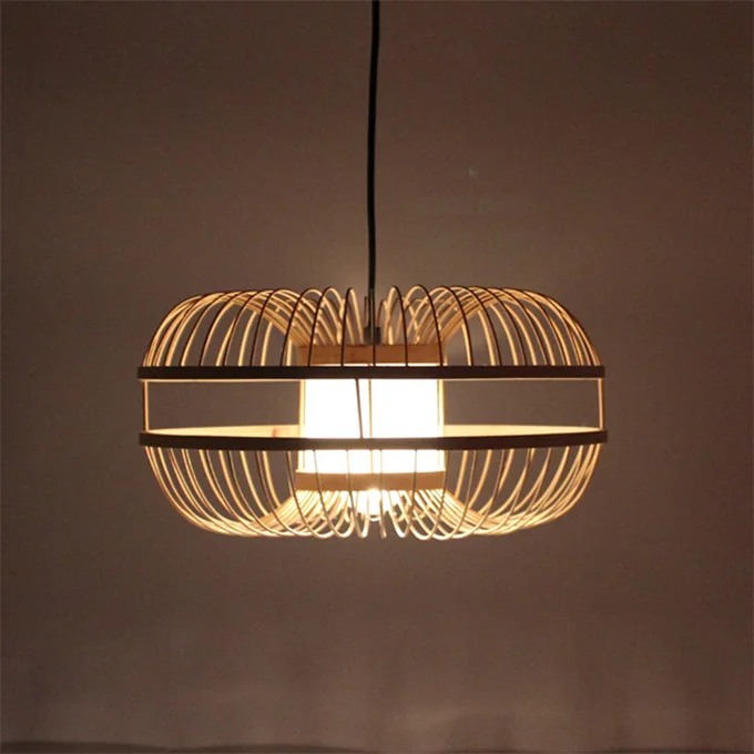 Modern Chinese Handmade Natural Woven Bamboo Chandelier Big Round Basket Lantern Pendant Lamps for Cafe and Restaurant