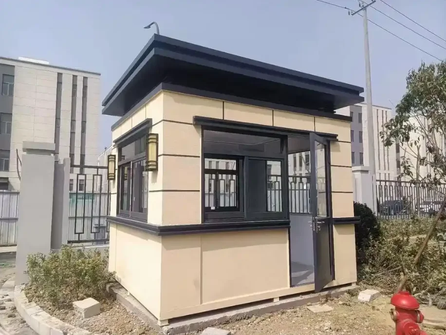 Movable European Outdoor Landscape Kiosk Factory Duty Room Parking Lot Monitor Room Steel Structure Real Stone Paint Kiosk