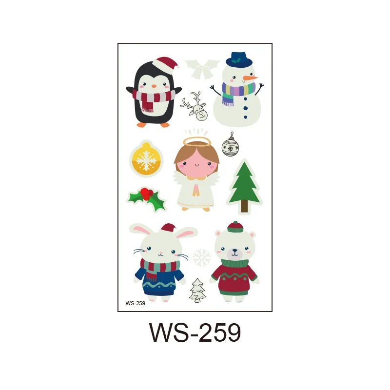 Christmas stickers Luminous face tattoos waterproof kids temporary tattoo sticker