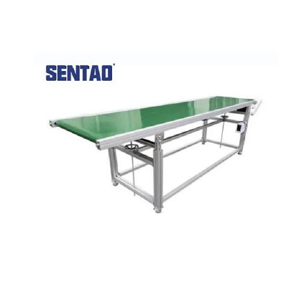 Assembly line green PVC  aluminium profile automatic table top flat  belt conveyor