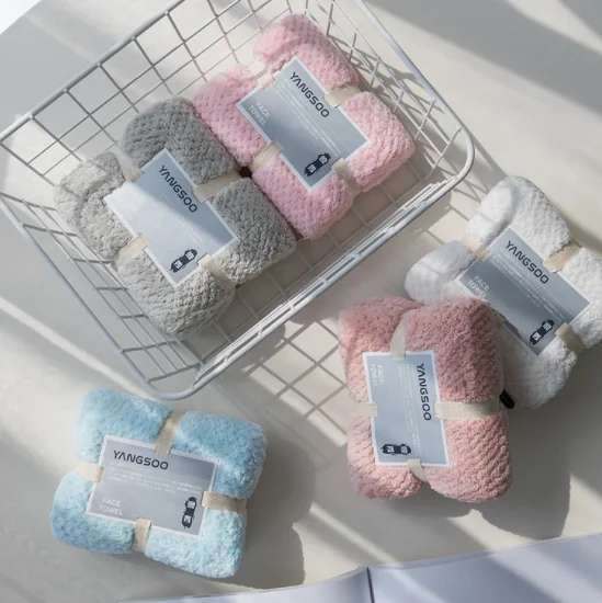 Custom Logo Coral Fleece Washcloth and Soft Absorbent Bath Towel Set Knitted Bath Shower Tool for Spa Hotel Use Wholesale Adult