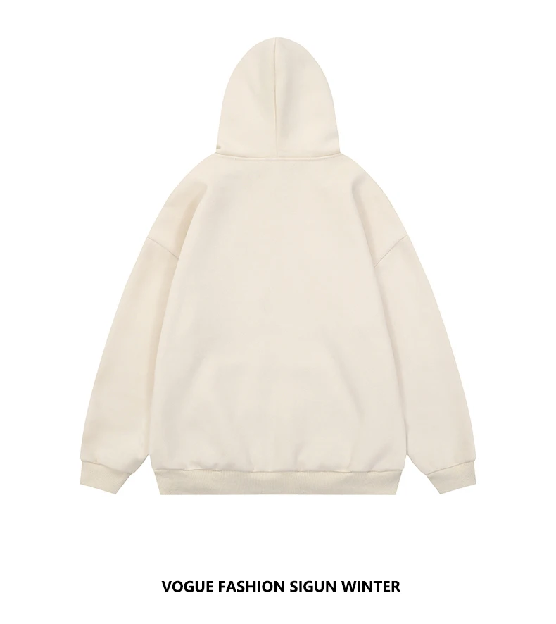 ANSZKTN ANSZKTN Logo Plus Size Face Covering Fleece Cotton Full Zip Hoodie With Sweatshirt