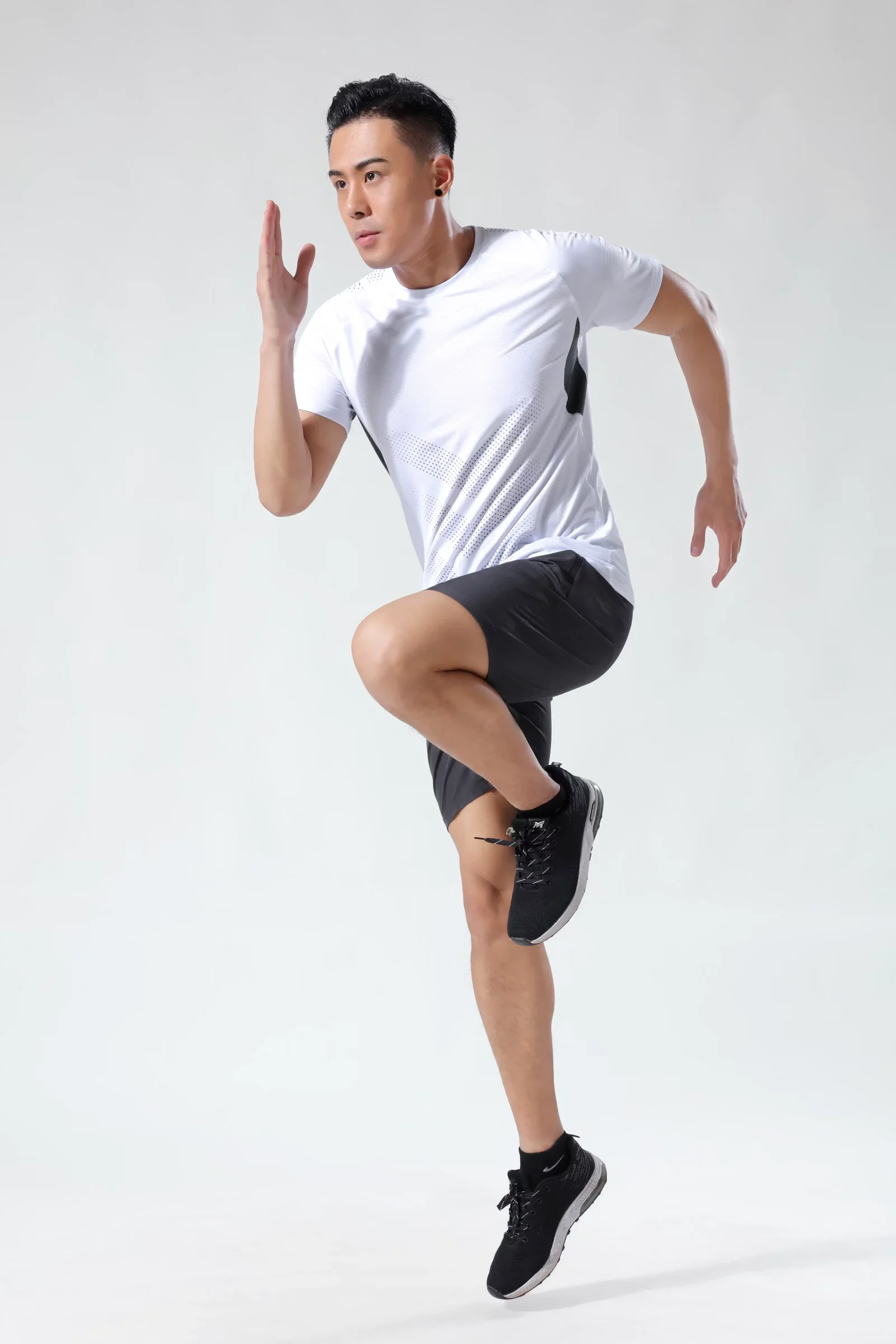 Wholesale Custom Logo Mens Tshirts High Elasticity O Neck T Shirts Sim Fit Active Wear Casual Sport Short Sleeve Shirts