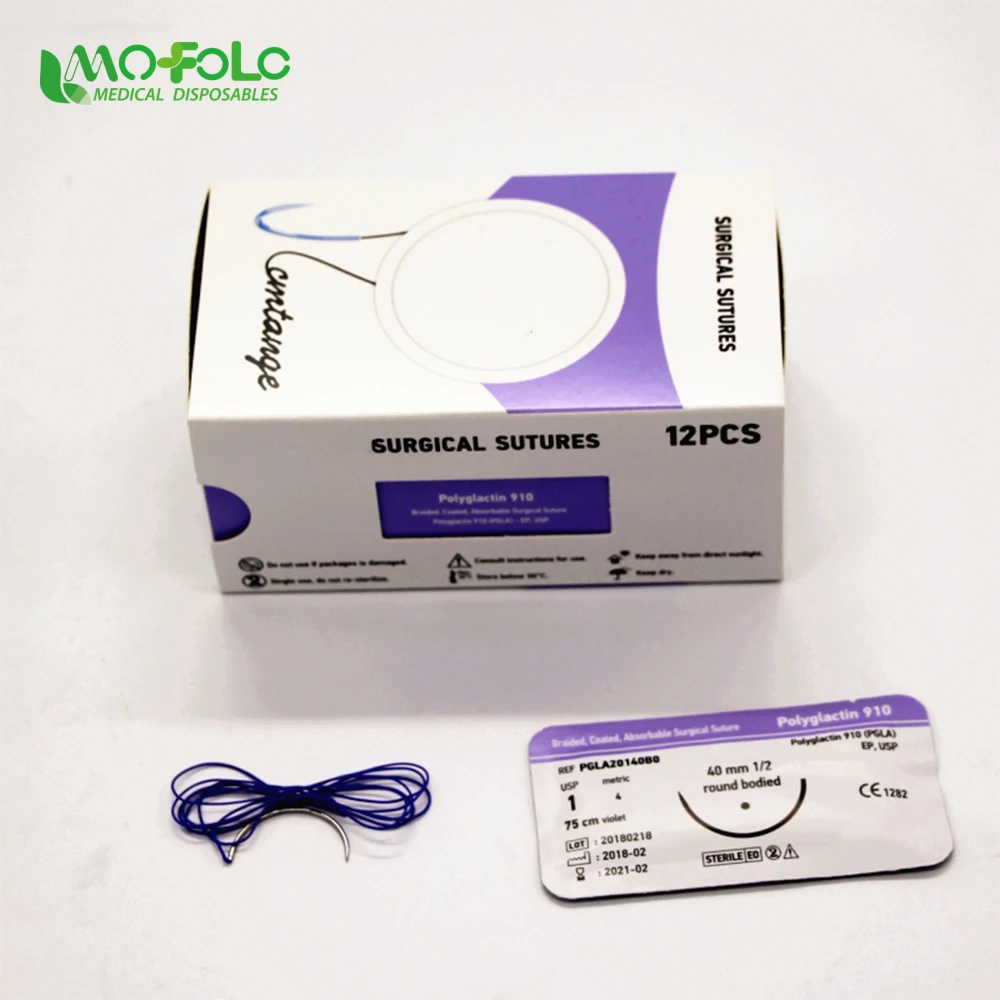  Absorbable Surgical Sutures With Needle POLYGLACTIN 910 PGLA