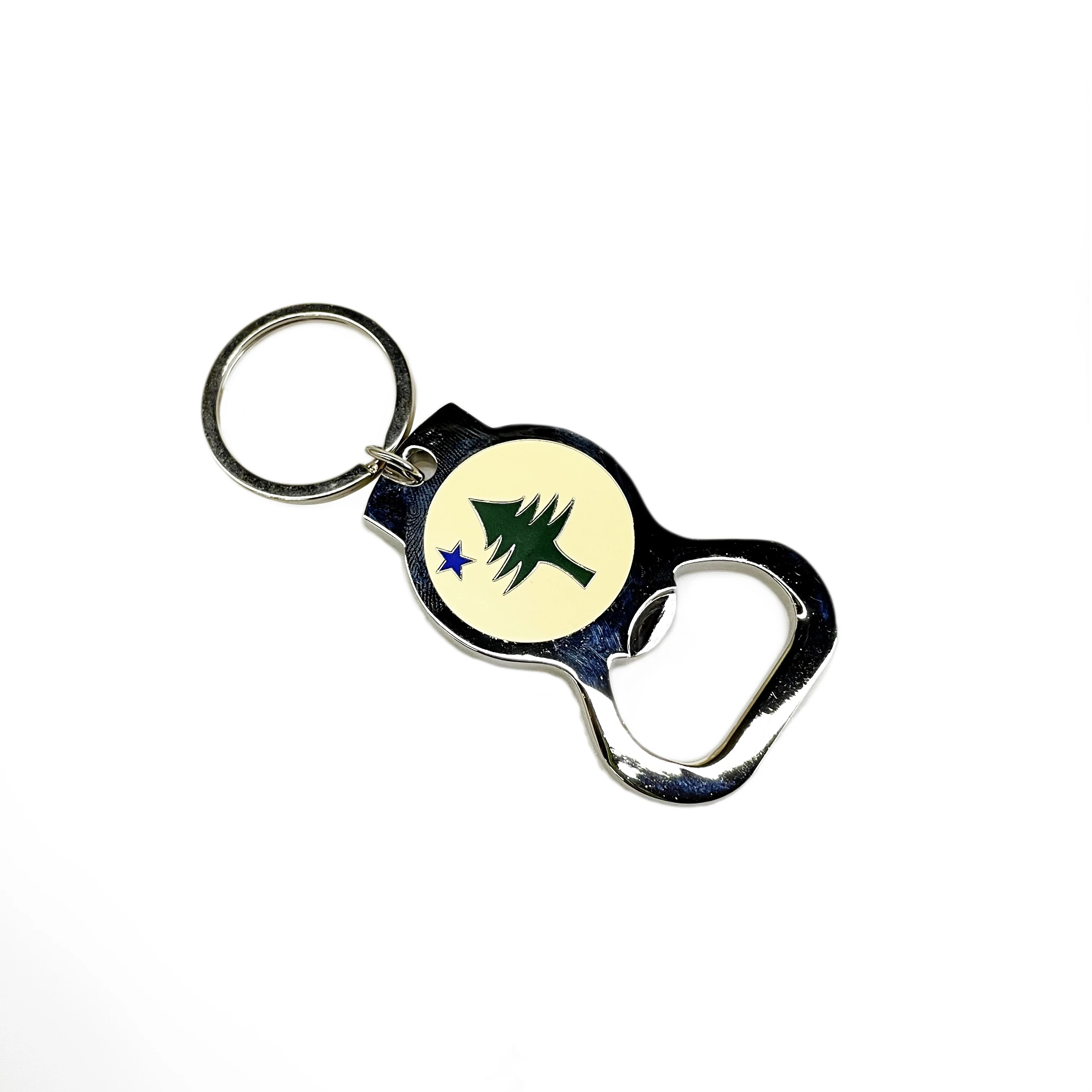 Printed Metal Coin Decoration Key Chain Epoxy Hologram Cart Beer Bottle Opener Keychain