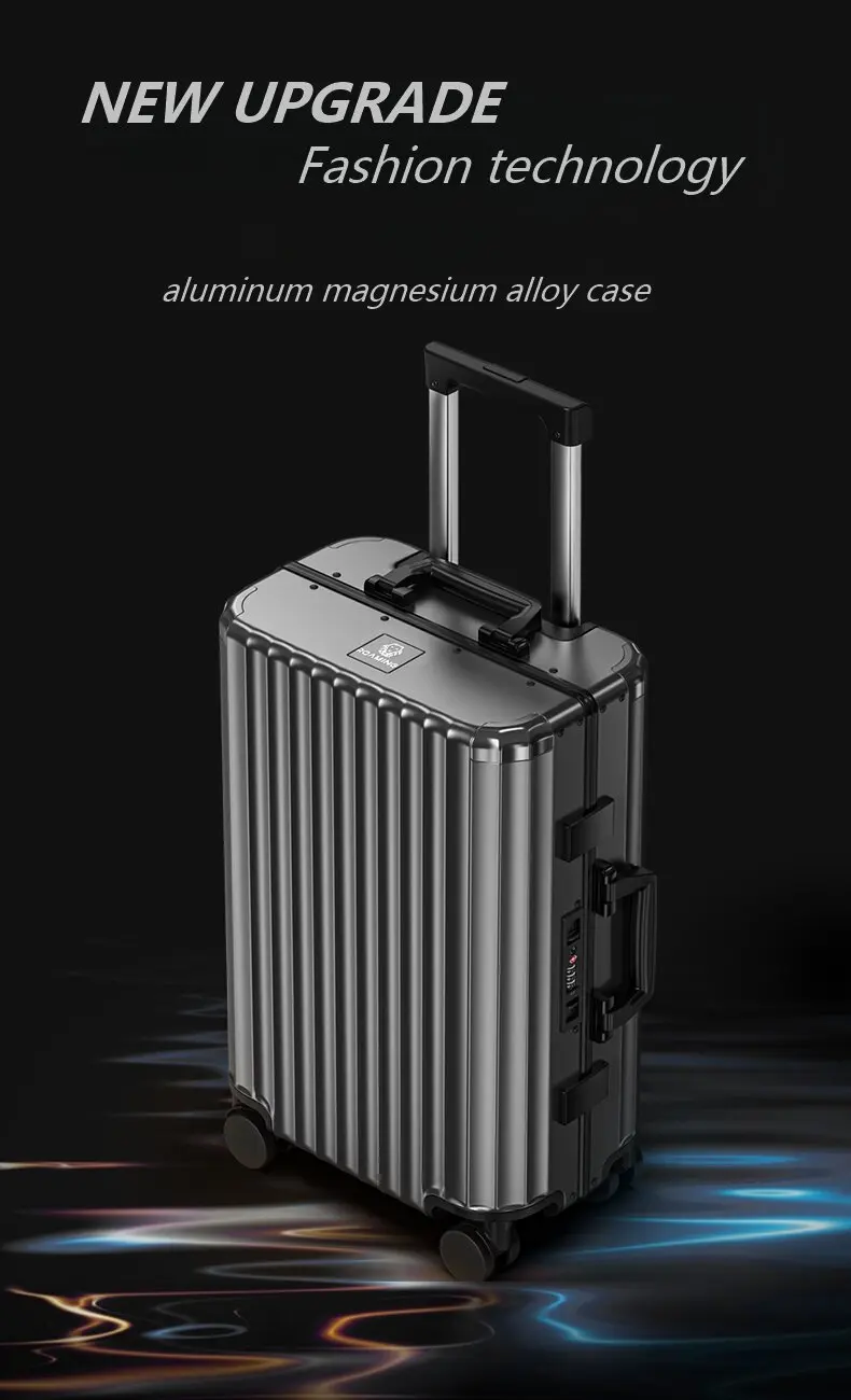 2024 Original top quality all aluminum magnesium alloy luggage lucxry trolley bag carry-ons 20 inch pure metal suitcase