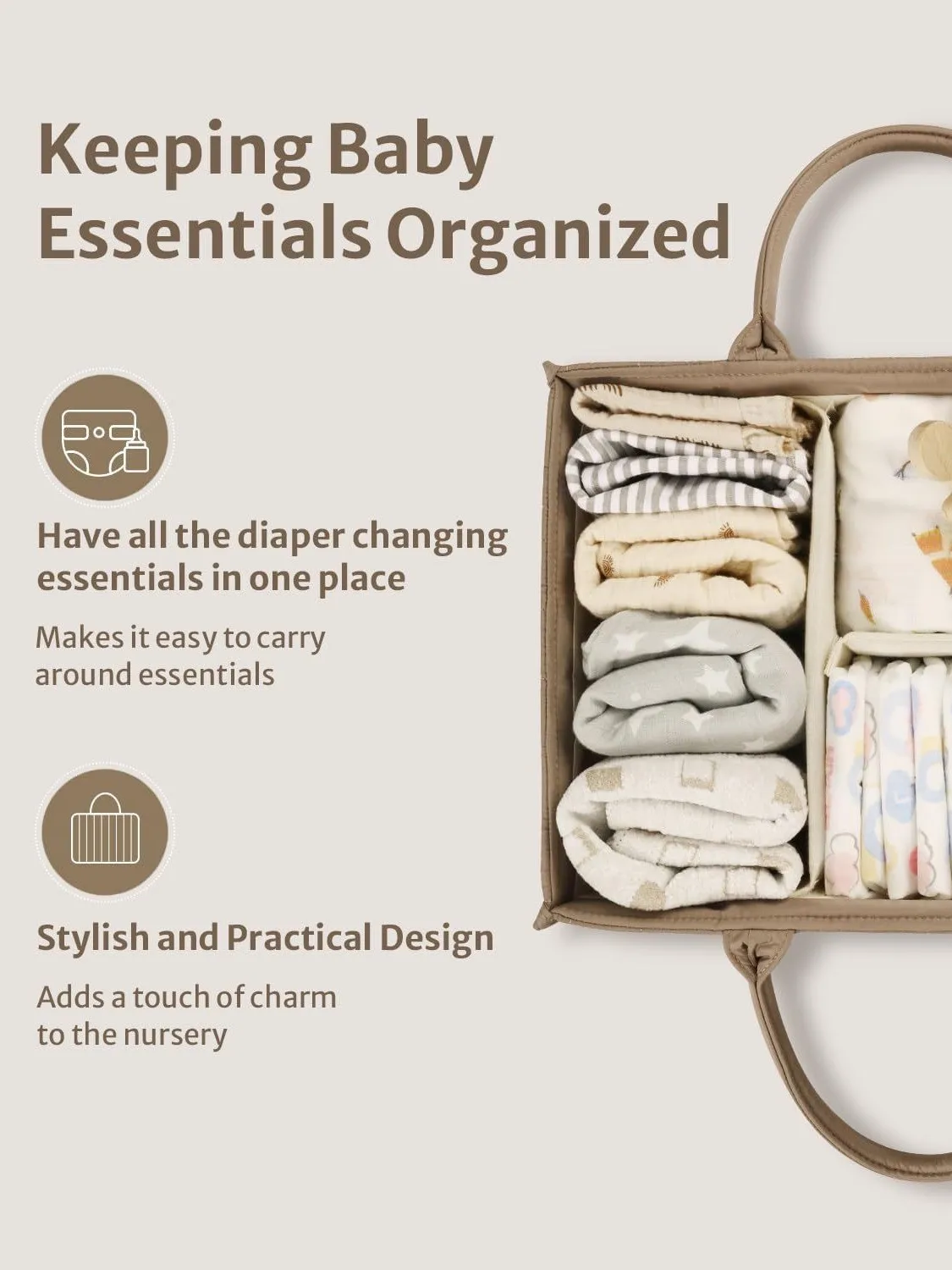 Customized Logo Nursery Storage Basket Portable baby diaper caddy  organizer mummy storage bag baby teddy  bag