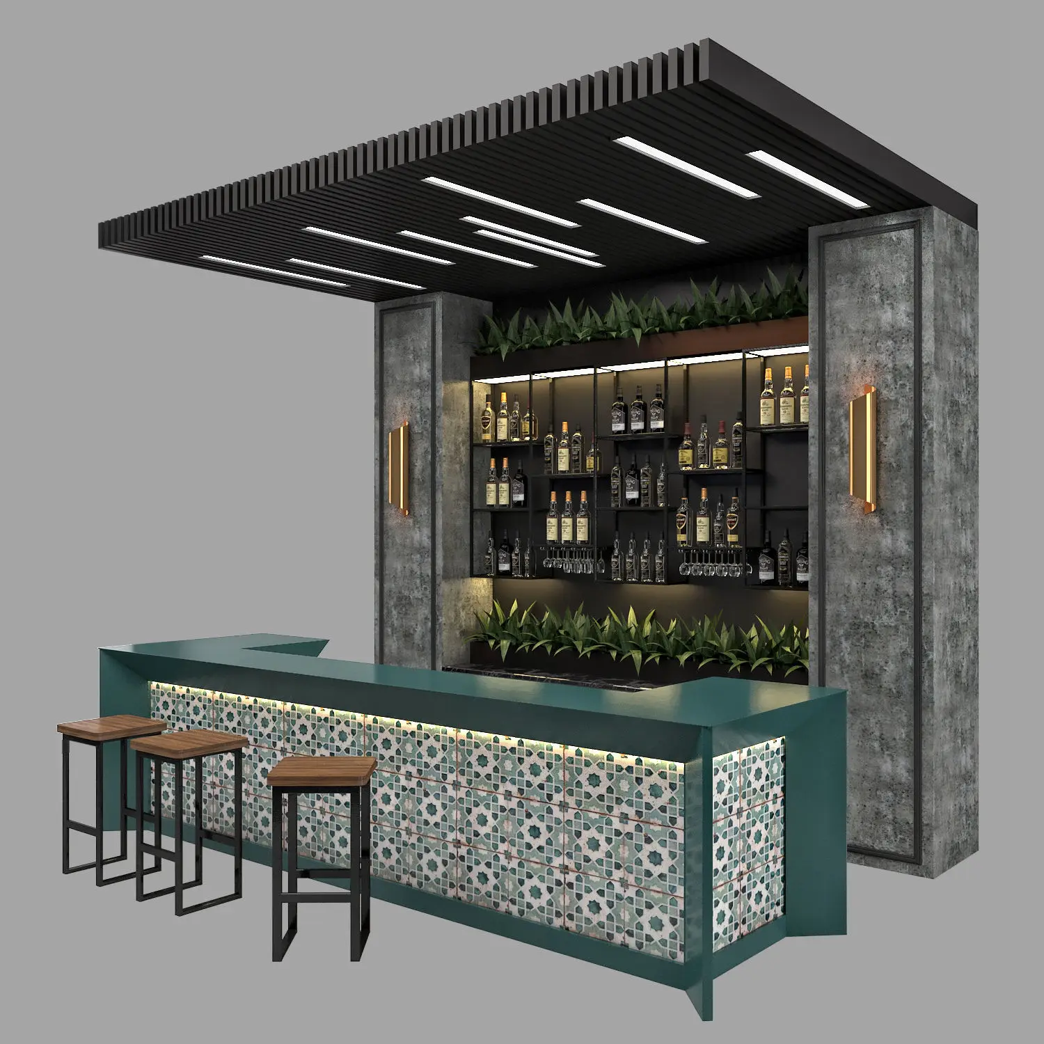 Customizable stainless steel wine rack/wall mount shelf for commercial bar cocktail station