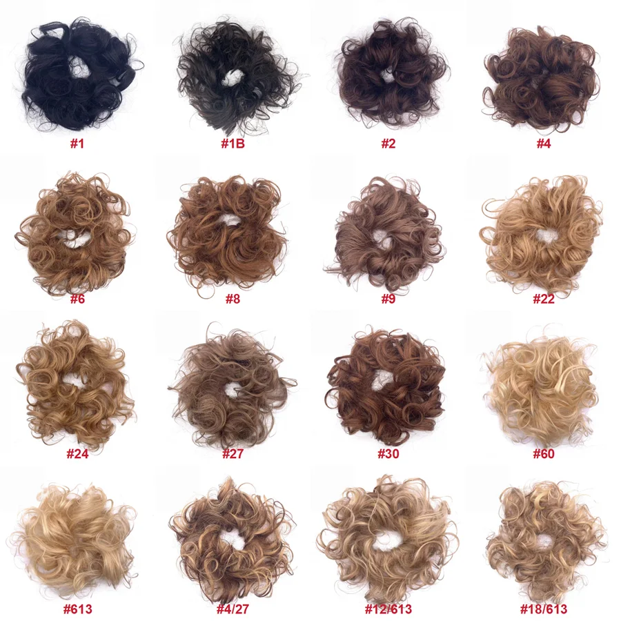 Natural Curly Messy Human Hair Pieces Elastic Chignon Updo Cover Hairpiece Extension Human Hair Bun