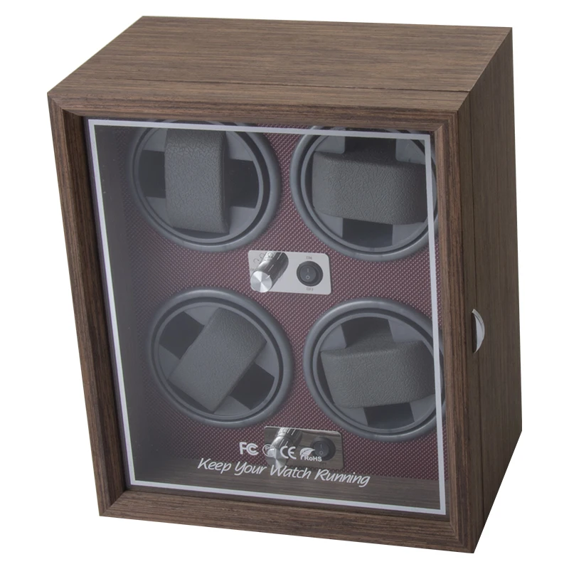 High End In Stock Wood Rotating Watch Winder 4 Orbit Watch Box Custom