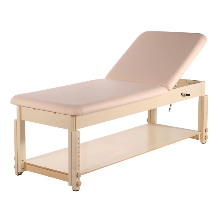 Classic Tilt Adjustment Stationary Backrest Massage Table Massage Spa Table Stationary  Wooden Massage Bed With Cabinet