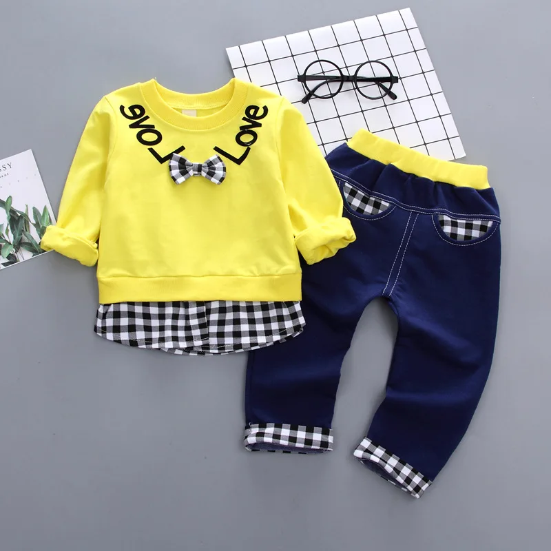 
Wholesale Pink Beautiful Sets Little Girls sweatshirt Clothing Outfit 