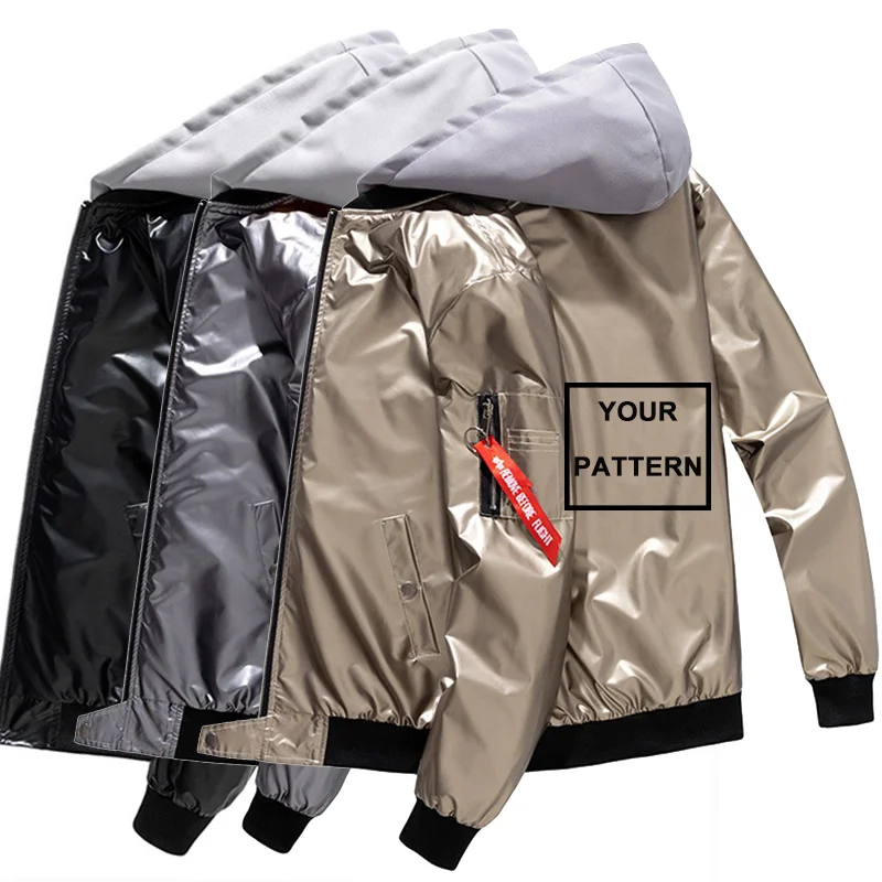 Осень 2022, куртка, бейсбольная куртка-бомбер, блестящая ветровка, толстовка, куртка с капюшоном, пальто на молнии, techwear, большие размеры, пальто, куртка с капюшоном