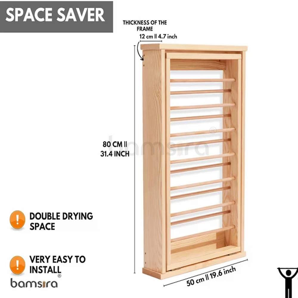 OEM/ODM Wholesales Wooden Portable Dryer Clothes Cabinet Wall Mounted Drying Rack