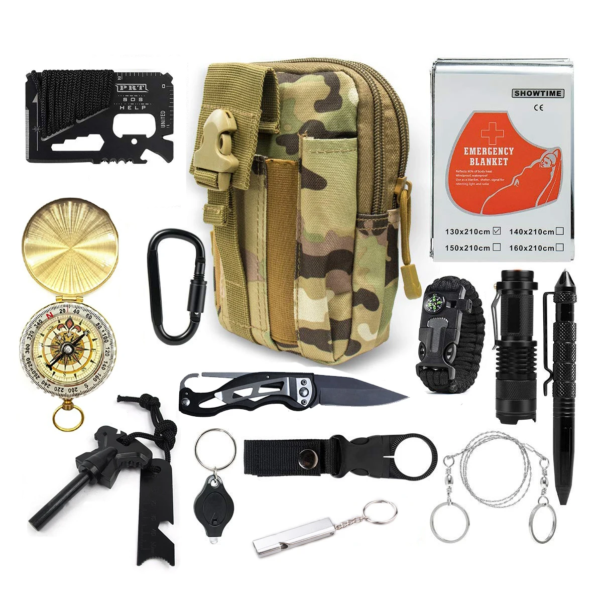 AJOTEQPT SOS Outdoor Professional EDC Survival Gear Kit With Multi Professional Tools