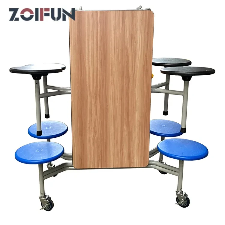 8 Seat Set Modern Folding Dining Table School Cafeteria Furniture Table