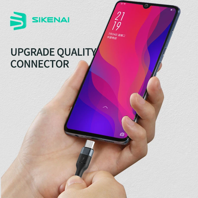 Нейлоновый Плетеный Микро-кабель SIKENAI 1 2 м USB кабель для быстрой зарядки и передачи