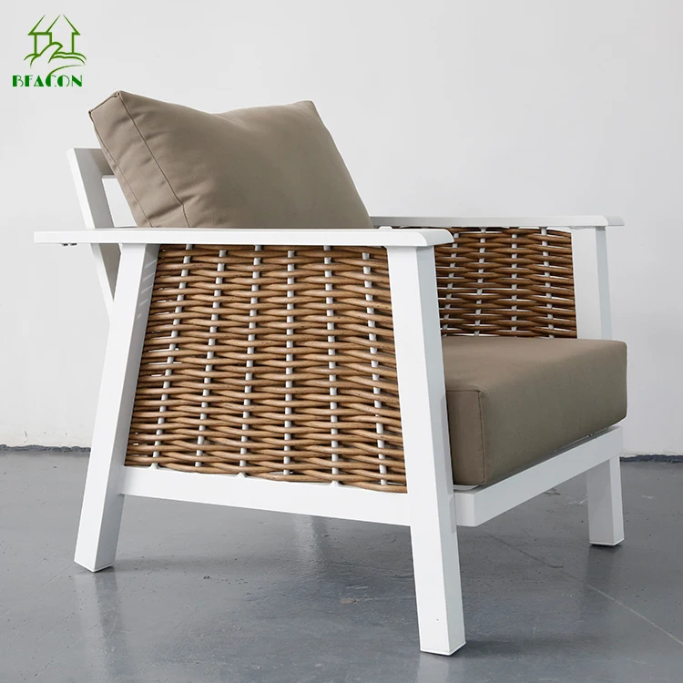 Waterproof garden furniture patio aluminum frame rattan wicker rope  woven sofa outdoor modern garden furniture