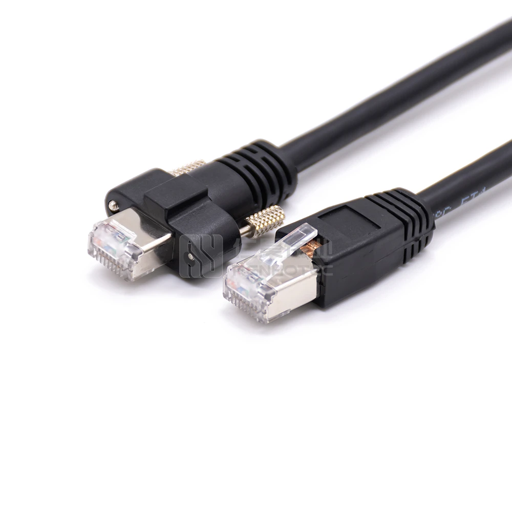 Черный 1 м промышленный кабель Ethernet RJ45