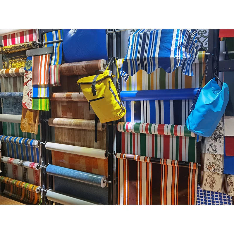 Tarpaulin China good price pvc stripe tarps outdoor awning fabric