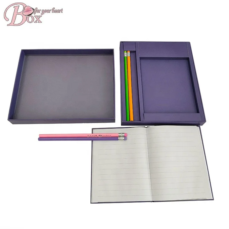 Cartoon Pattern Custom school supplies paper study Cardboard Notebook Pen Set stationary set