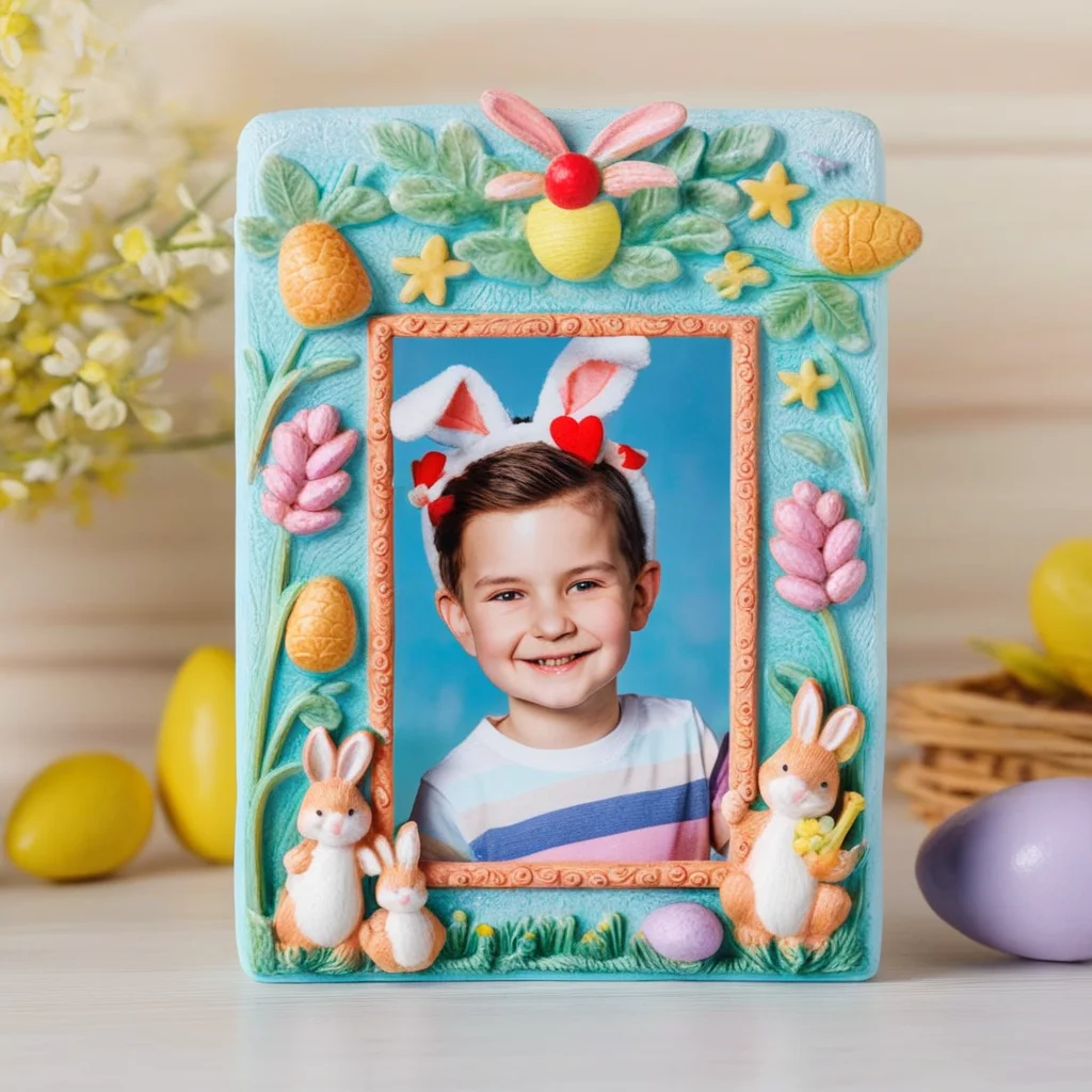 Resin Easter Rabbit Photo Frame Personalized Custom Baby Souvenir Gifts Bunny Picture Frame Wholesale