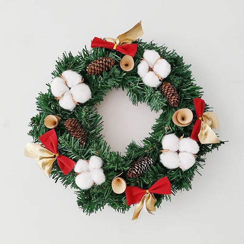 Factory Price Artificial 30 cm Large Christmas wreath for front door hanging window props background Christmas tree accessories