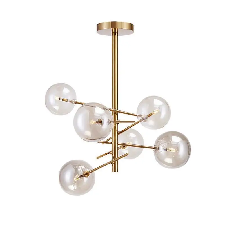 JYLIGHTING Nordic Modern Simple Glass Bubble Pendant Light Metal Boom Chandelier Restaurant Coffee Shop Decorative Light